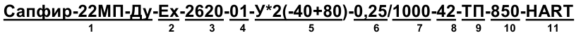 Пример записи при заказе буйкового уровнемера Сапфир-22МП-ДУ